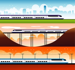 modern trains vector illustration