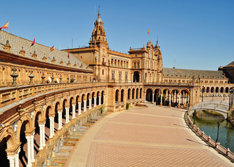 Fototapeta na wymiar Panorama Of The Plaza De Espana In Seville Spain