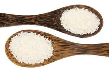 Rice on Wooden Spoons
