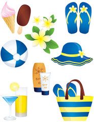 Vacation and summer items, vector