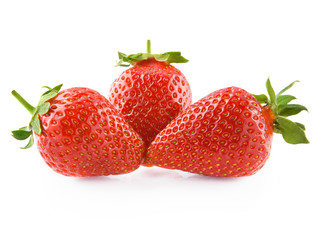 Fresh red strawberry isolated on white background.