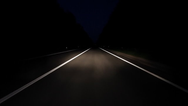 Driving on night road