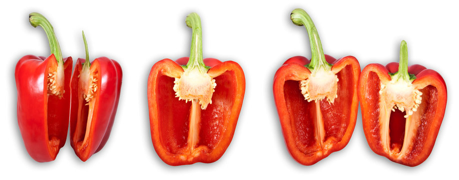 Zerschnittene rote Paprika (Collage)