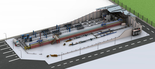 Factory production line section.