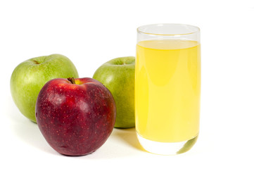 Glass of juice and apples