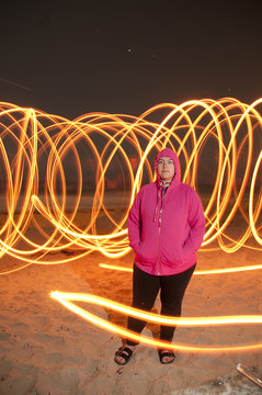Steel Wool Sparks on the Beach