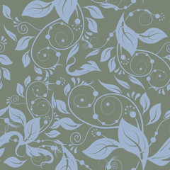 Classic floral seamless gray background.