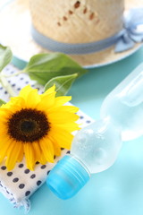 Sun flower and soda drink for Japanese summer image