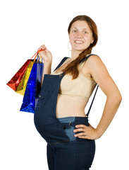 pregnant woman with shopping bags