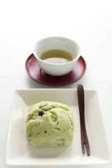 Japanese steamed cake and green tea