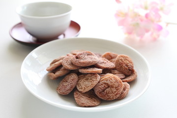 Chinese medical, dried plum and green tea