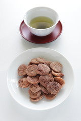 Chinese medical, dried plum and green tea