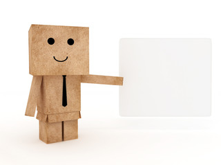 business cardboard man with empty placard