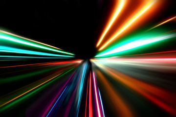 abstract acceleration speed motion on night road