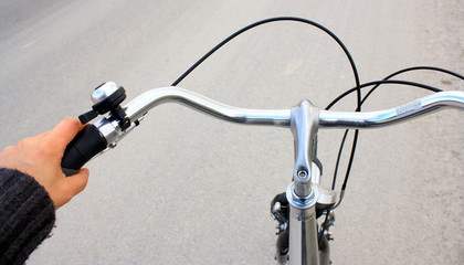 Naklejka premium guidon ,détail de vélo de ville