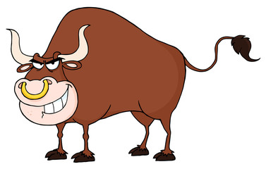 Angry Bull Mascot Cartoon Character