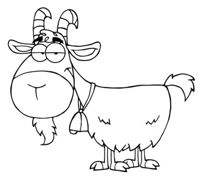 Outlined Goat Cartoon Character