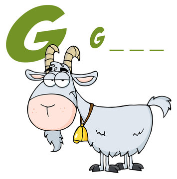 Goat Cartoon Character Letter G