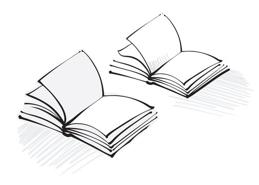 open book icon (freehand calligraphic style)