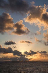 Cloud-filled Sky at Twilight over South Pacific Ocean
