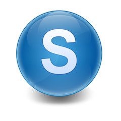 Esfera brillante azul con letra S