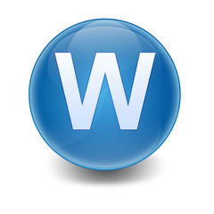 Esfera brillante azul con letra W