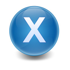 Obraz premium Esfera brillante azul con letra X