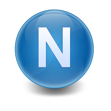 Esfera brillante azul con letra N