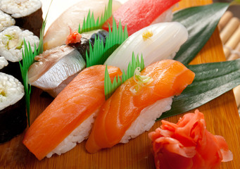 Japanese sushi  Roll made of Smoked fish