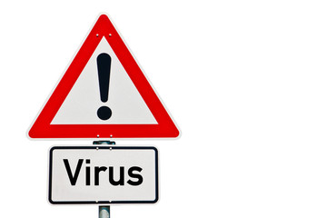 Schild Warnung vor Virus 