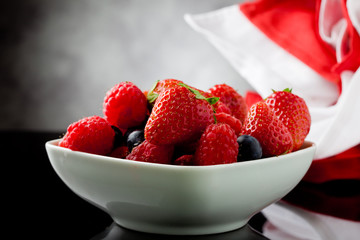 Berries on grey background