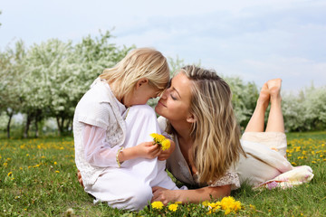 girl with mother in the park