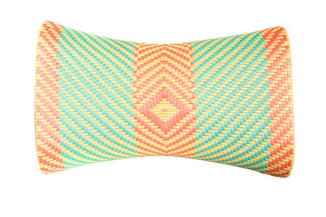 Wicker woven pillow isolated