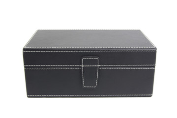 black leather box on white  background