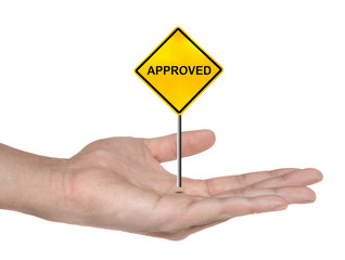 hand symbol with approved sign isolated , business concept