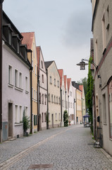 Fototapeta na wymiar Bavarian colorful houses, narrow street, Germany