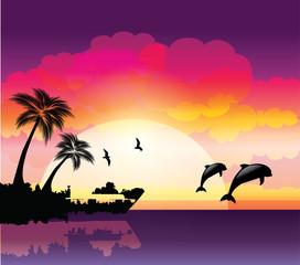 Obraz premium Tropical paradise.Vector illustration