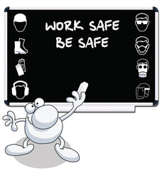 Construction health and safety message on blackboard