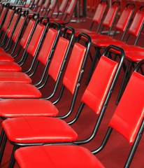 Fototapeta premium Red Chairs in Rows