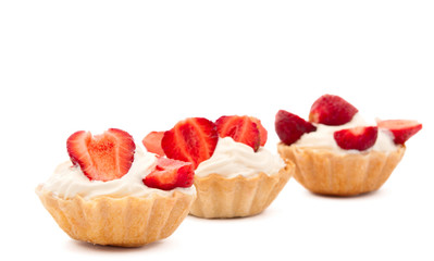strawberries and cream in a basket
