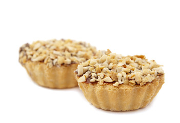 cake topped with peanuts