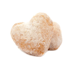 heart cookies in powdered sugar
