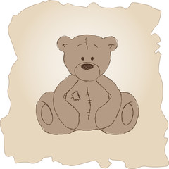 Fototapeta premium Hand drawn vintage teddy bear