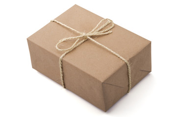 Brown parcel, isolated, white background