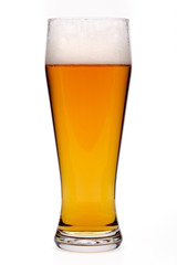 Beer in a glass, isolated, white background