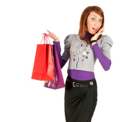 young woman with bags