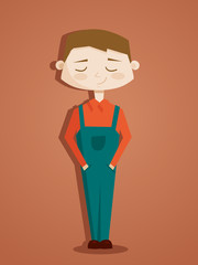 Retro cartoon farmer, vector illustration