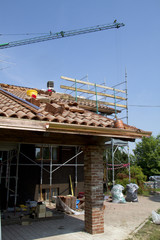 scaffolding used to renovate a roof