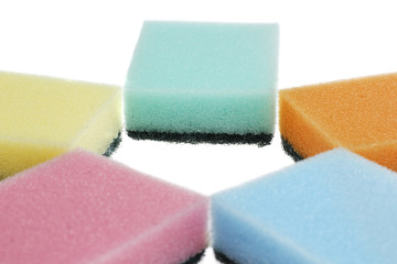 Colorful sponges composition