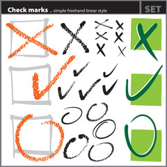 Check marks set (freehand artistic style)